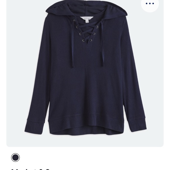 Market & Spuce Navy Blue Lace-Up Women's Top Sz M - Picture 1 of 5